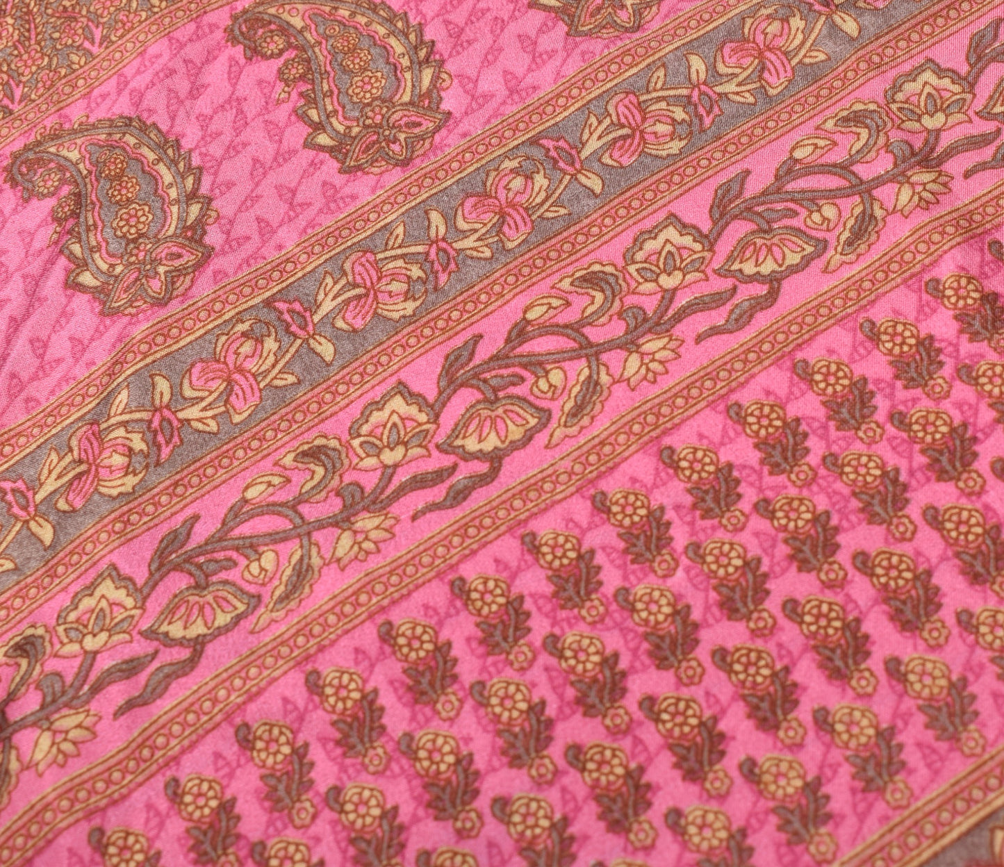 Sushila Vintage Pink Art Silk Saree Magic Wrap Reversible Skirt Beach Dress