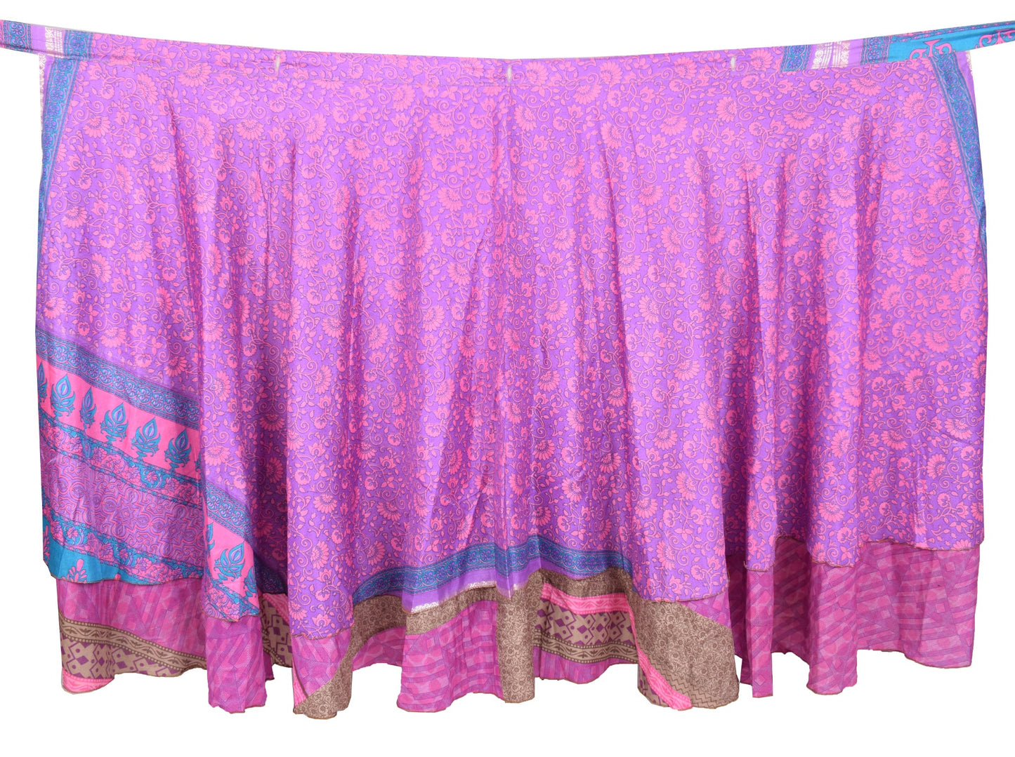 Sushila Vintage Art Silk Saree Magic Wrap Reversible Skirt Purple Beach Dress