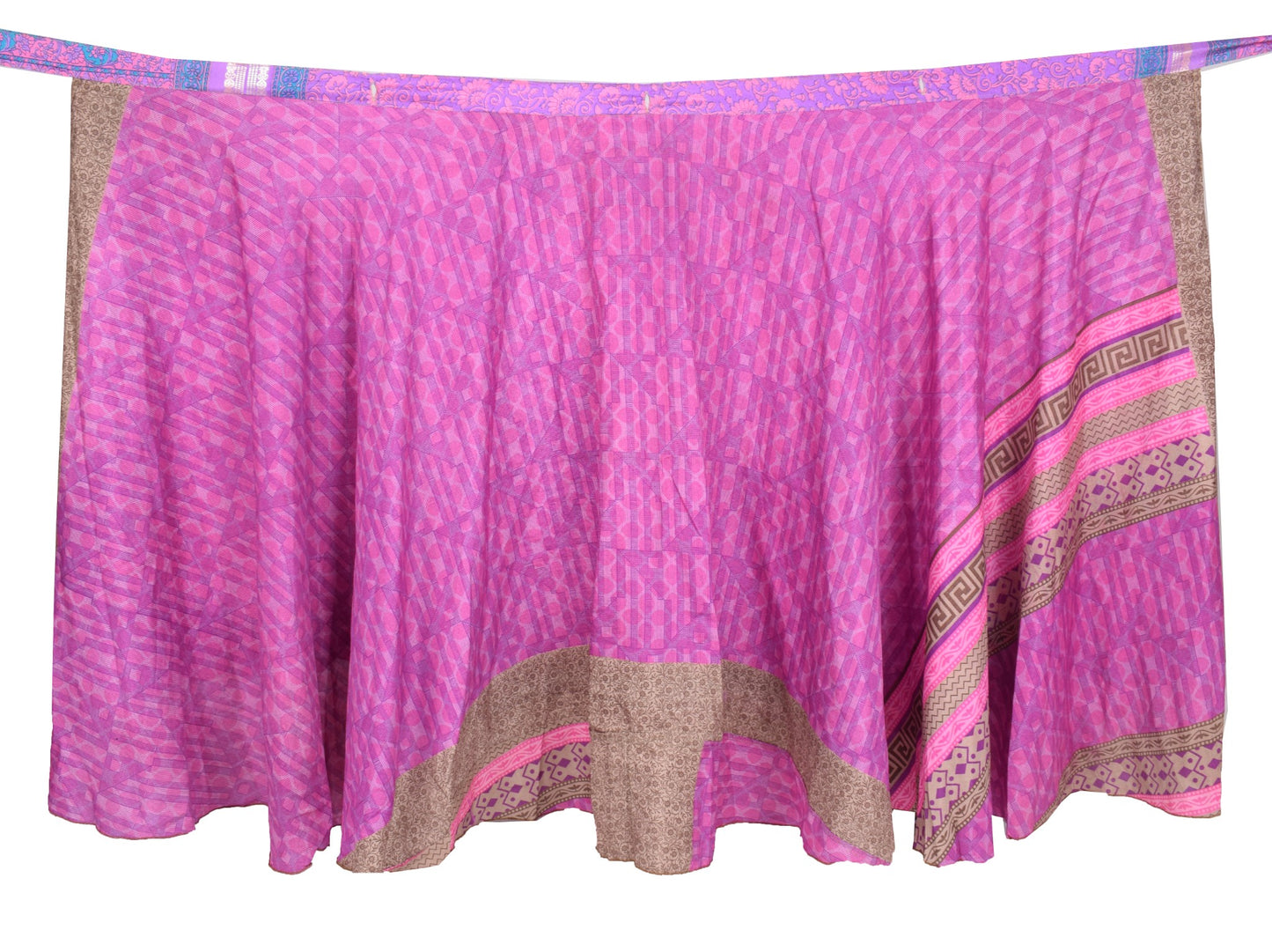Sushila Vintage Art Silk Saree Magic Wrap Reversible Skirt Purple Beach Dress