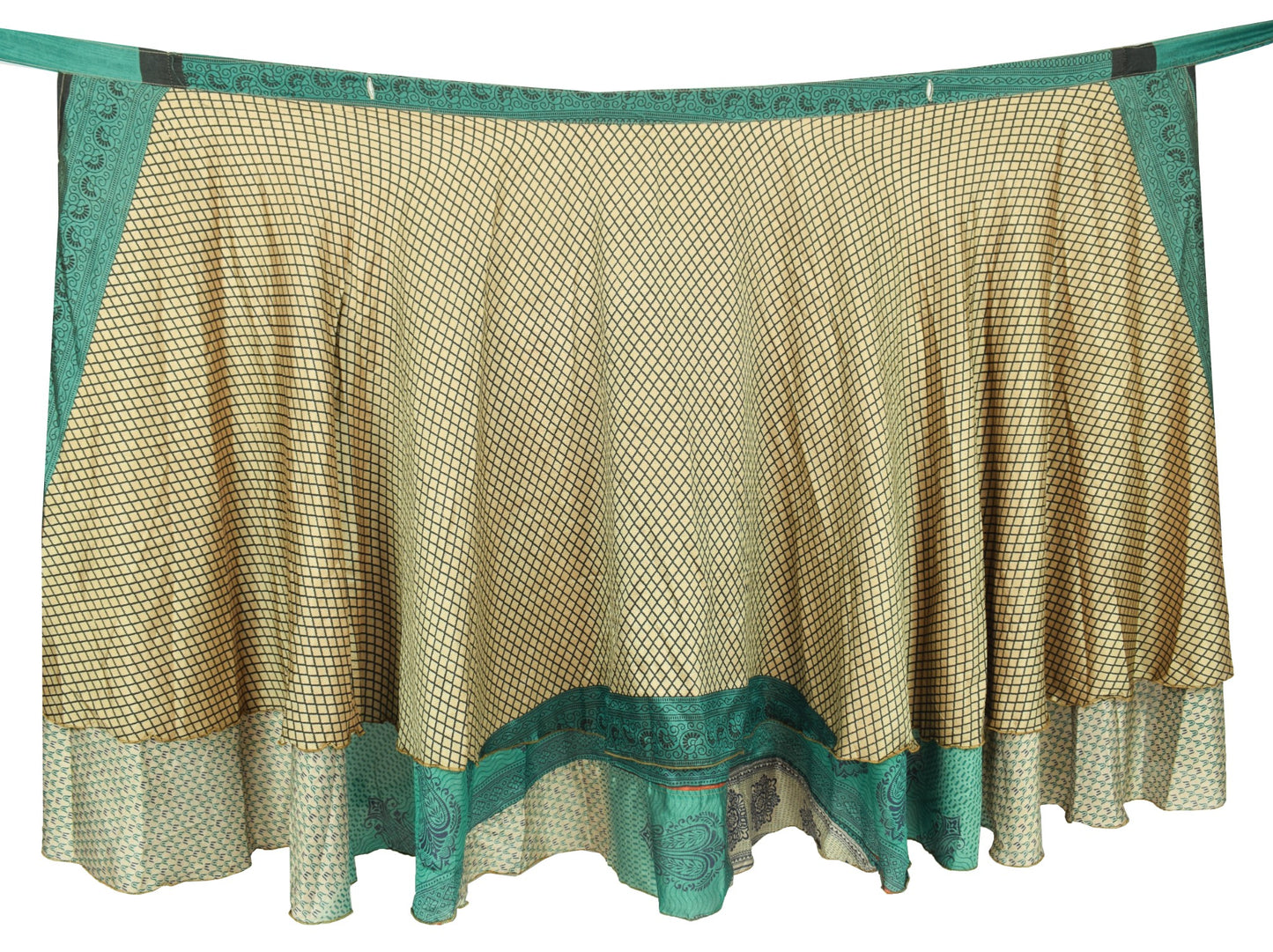 Sushila Vintage Brown Art Silk Saree Magic Wrap Reversible Skirt Beach Dress