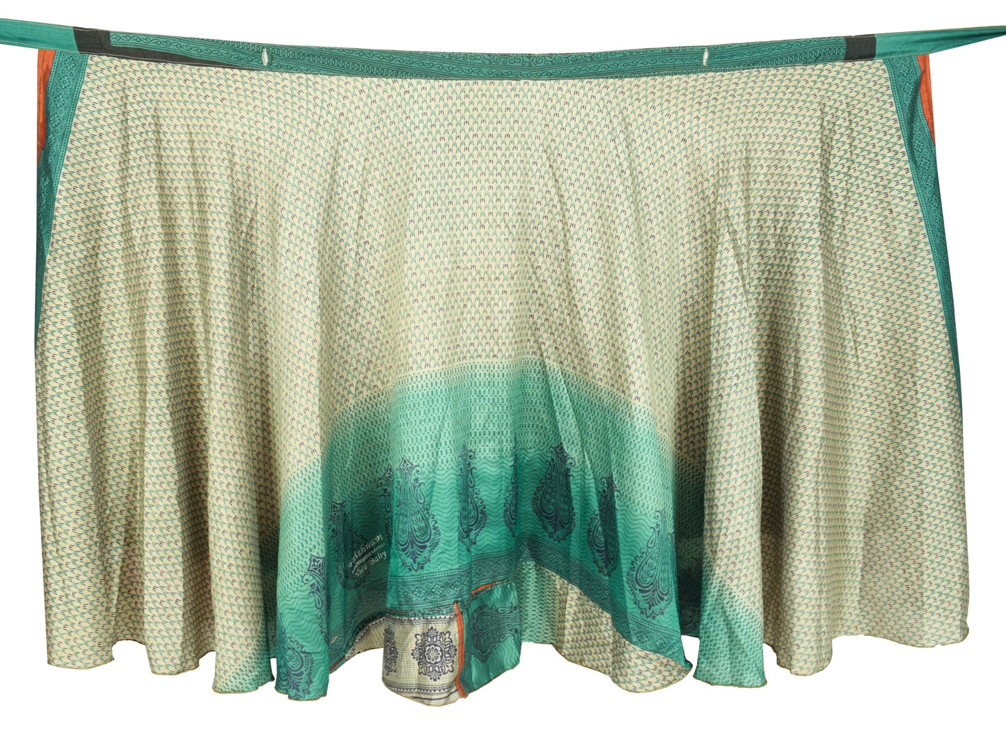 Sushila Vintage Brown Art Silk Saree Magic Wrap Reversible Skirt Beach Dress