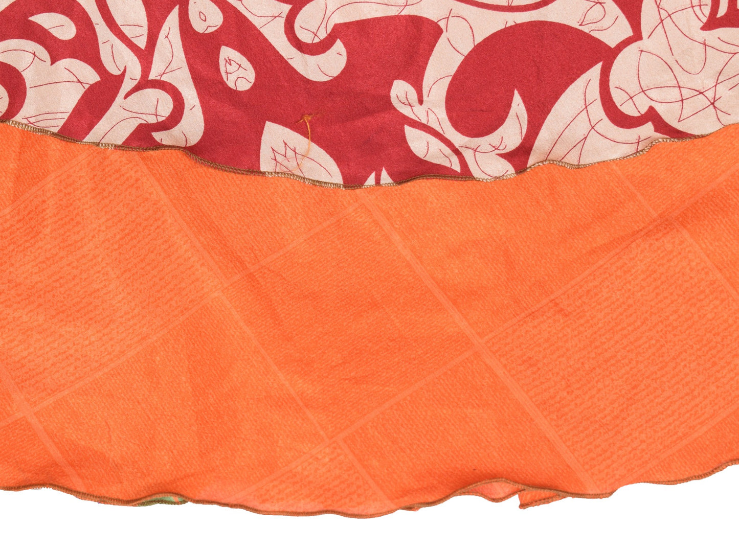 Sushila Vintage Art Silk Saree Magic Wrap Reversible Skirt Beach Dress Red Orange