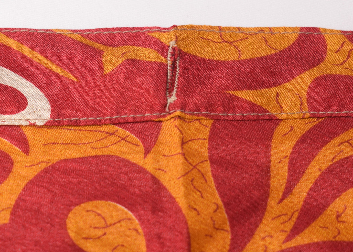 Sushila Vintage Art Silk Saree Magic Wrap Reversible Skirt Beach Dress Red Orange