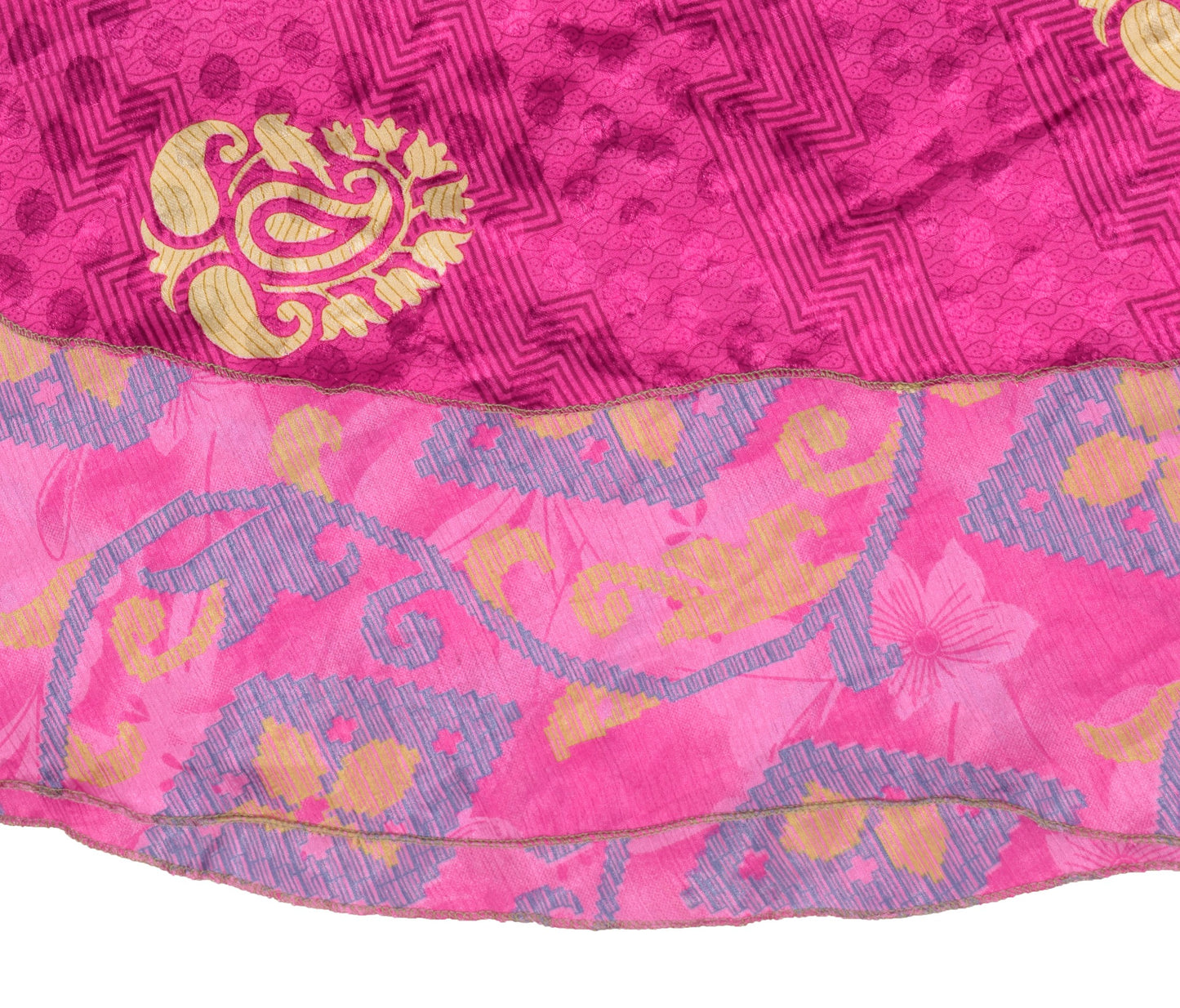 Sushila Vintage Magenta Art Silk Saree Magic Wrap Reversible Skirt Beach Dress
