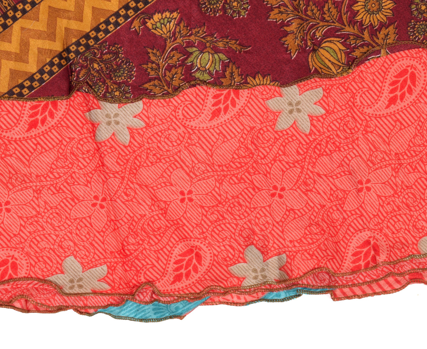 Sushila Vintage Mustard Art Silk Saree Magic Wrap Reversible Skirt Beach Dress