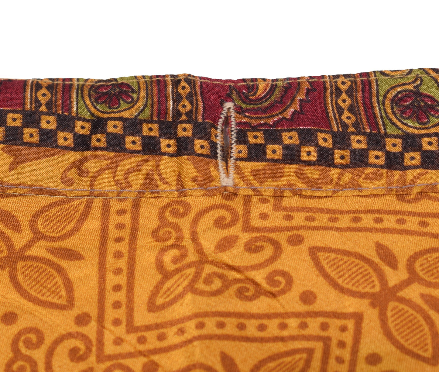 Sushila Vintage Mustard Art Silk Saree Magic Wrap Reversible Skirt Beach Dress