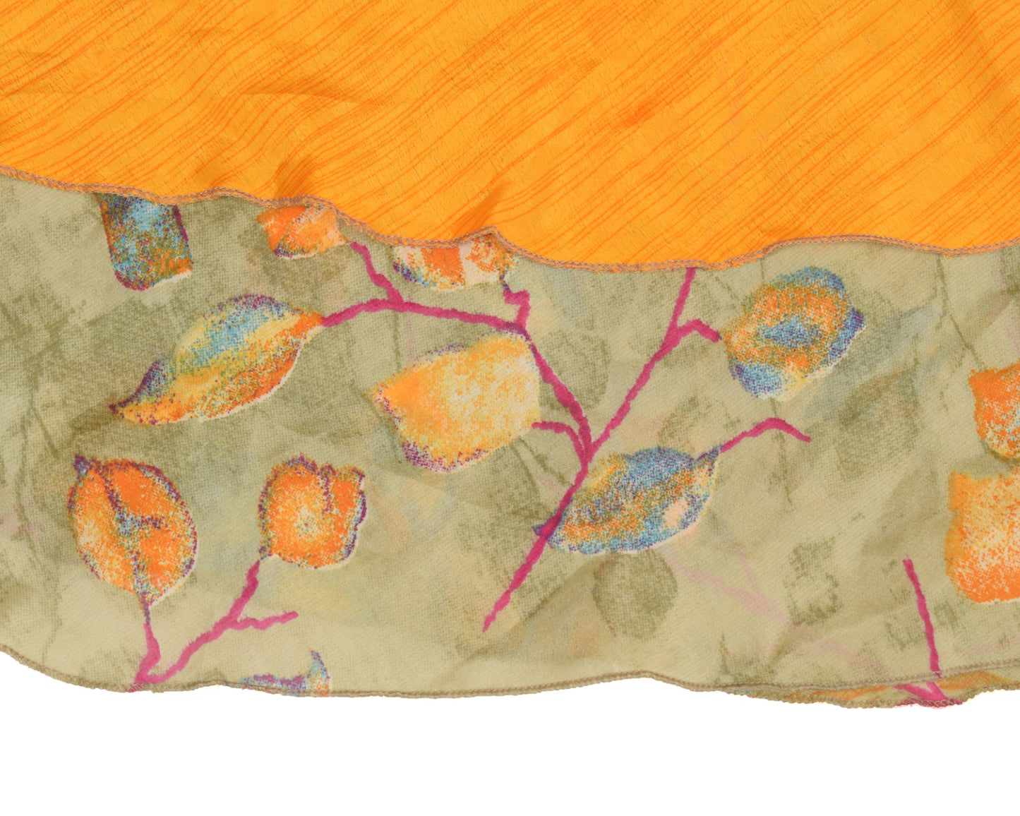 Sushila Vintage Art Silk Saree Magic Wrap Reversible Skirt Beach Dress Yellow