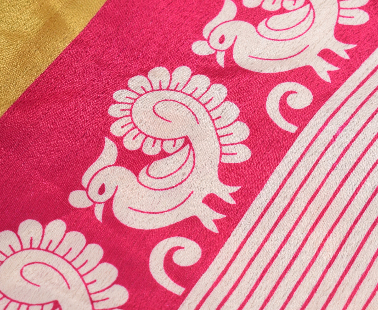 Sushila Vintage Art Silk Saree Magic Wrap Reversible Skirt Beach Dress Yellow