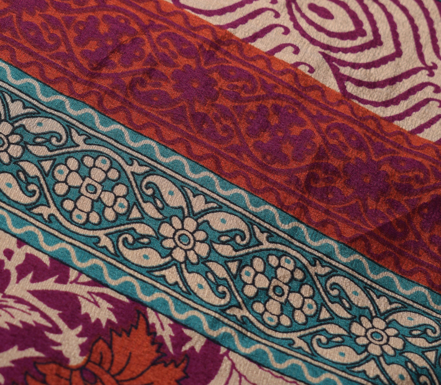 Sushila Vintage Dark Purple Saree Magic Wrap Reversible Skirt Art Silk Beach Dress