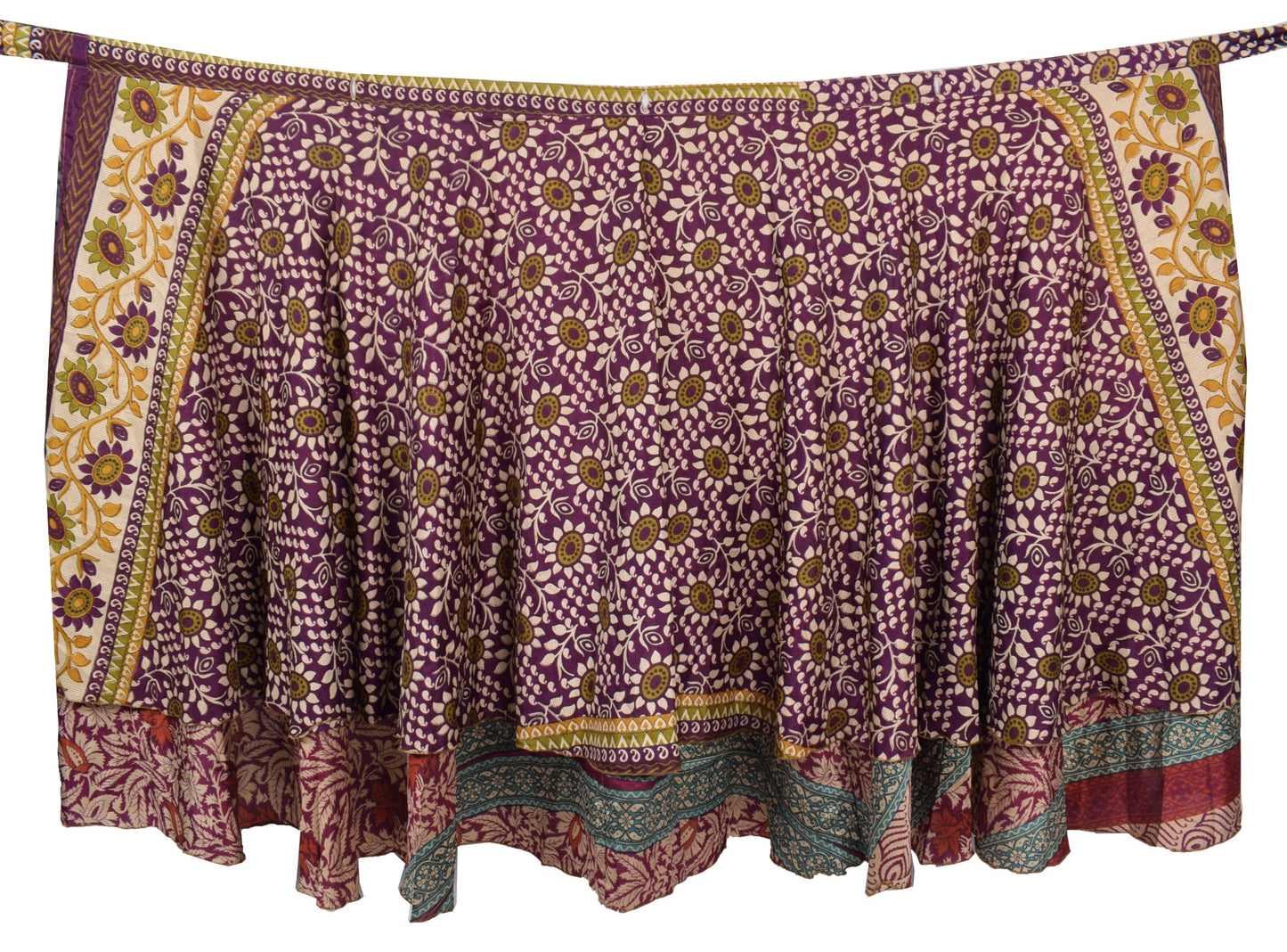 Sushila Vintage Dark Purple Saree Magic Wrap Reversible Skirt Art Silk Beach Dress