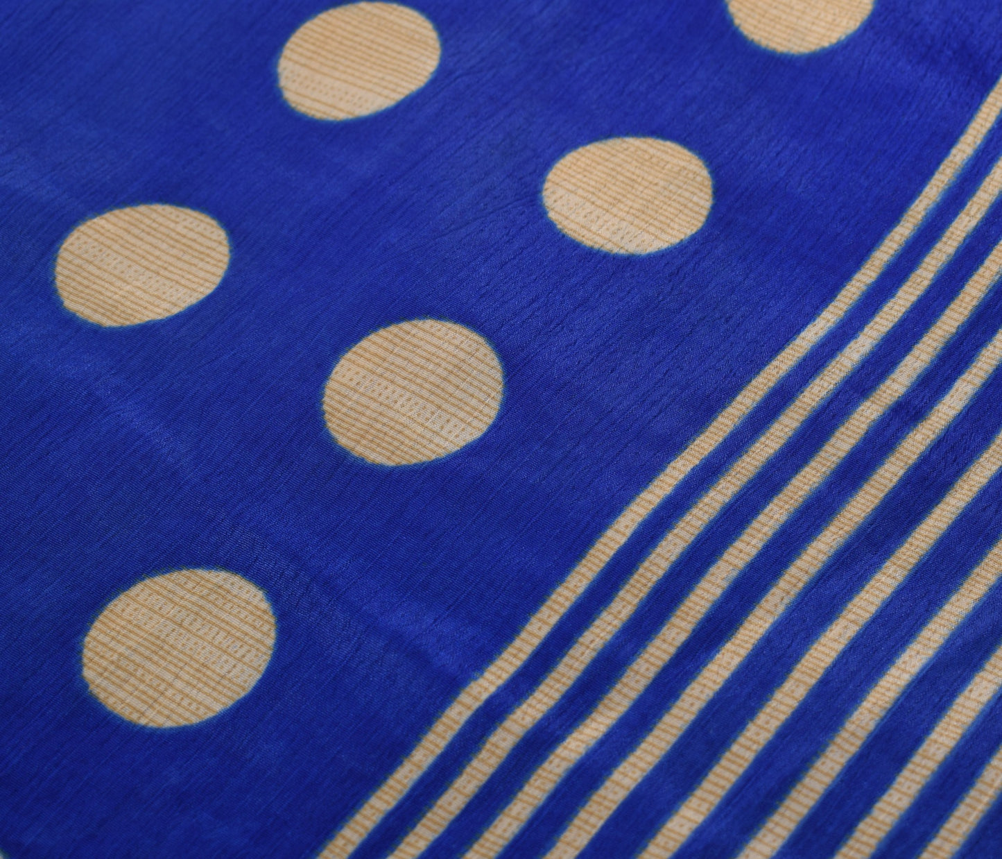 Sushila Vintage Blue Art Silk Saree Magic Wrap Reversible Skirt Polka Dot Dress