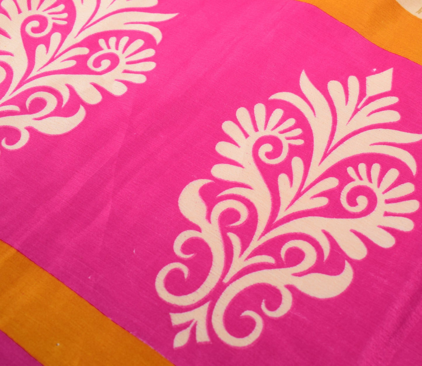 Sushila Vintage Yellow Pink Saree Magic Wrap Reversible Skirt Art Silk Beach Dress
