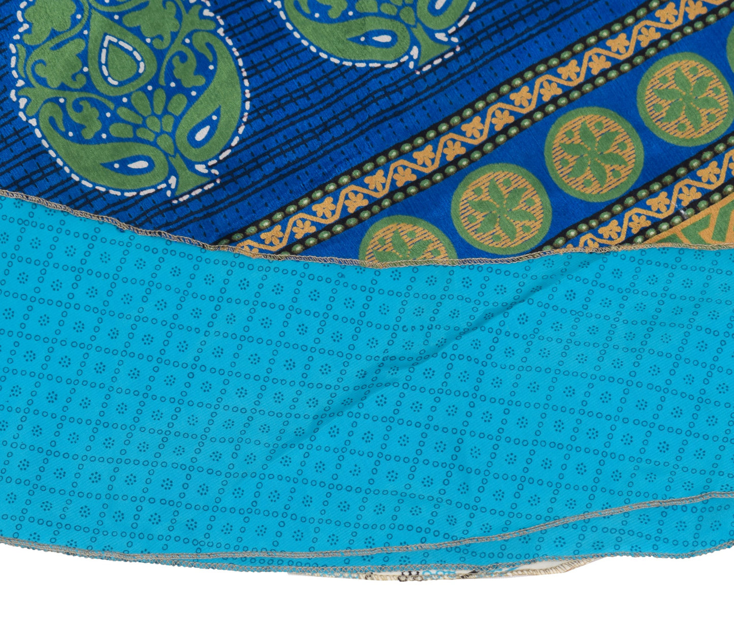 Sushila Vintage Art Silk Saree Magic Wrap Reversible Skirt Beach Dress Turq Blue
