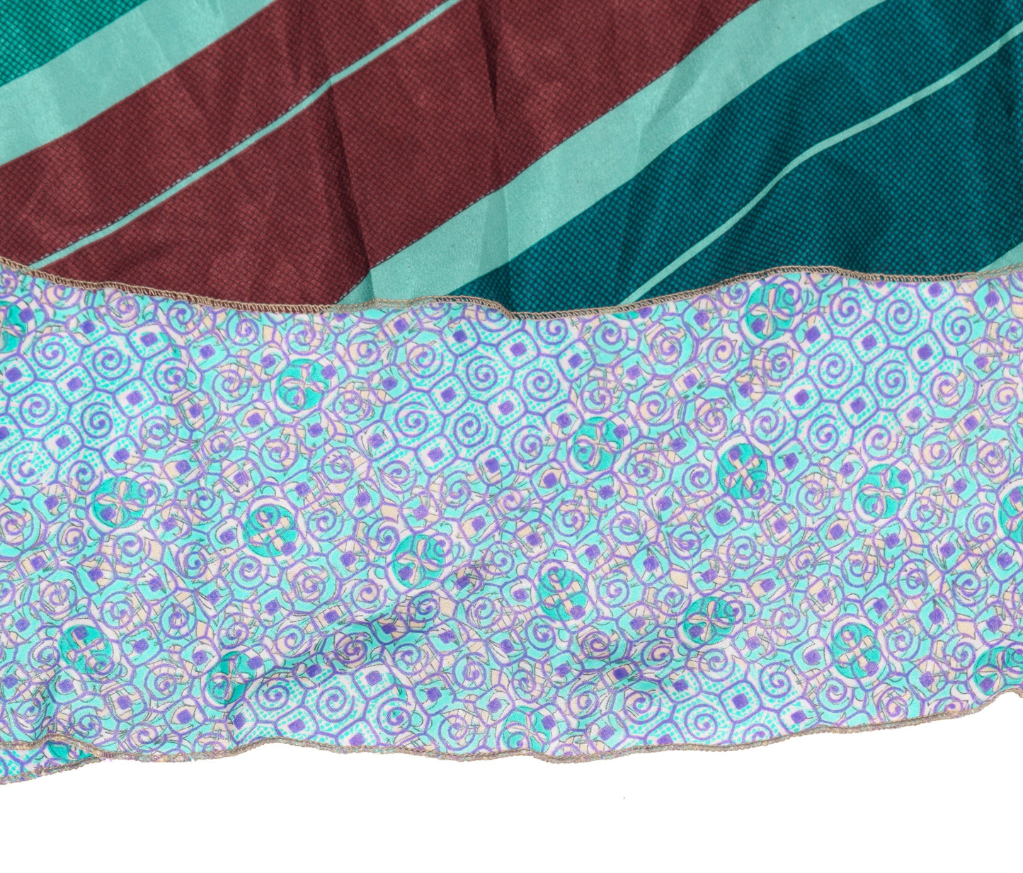 Sushila Vintage Art Silk Saree Magic Wrap Reversible Skirt 2 Layer Beach Dress