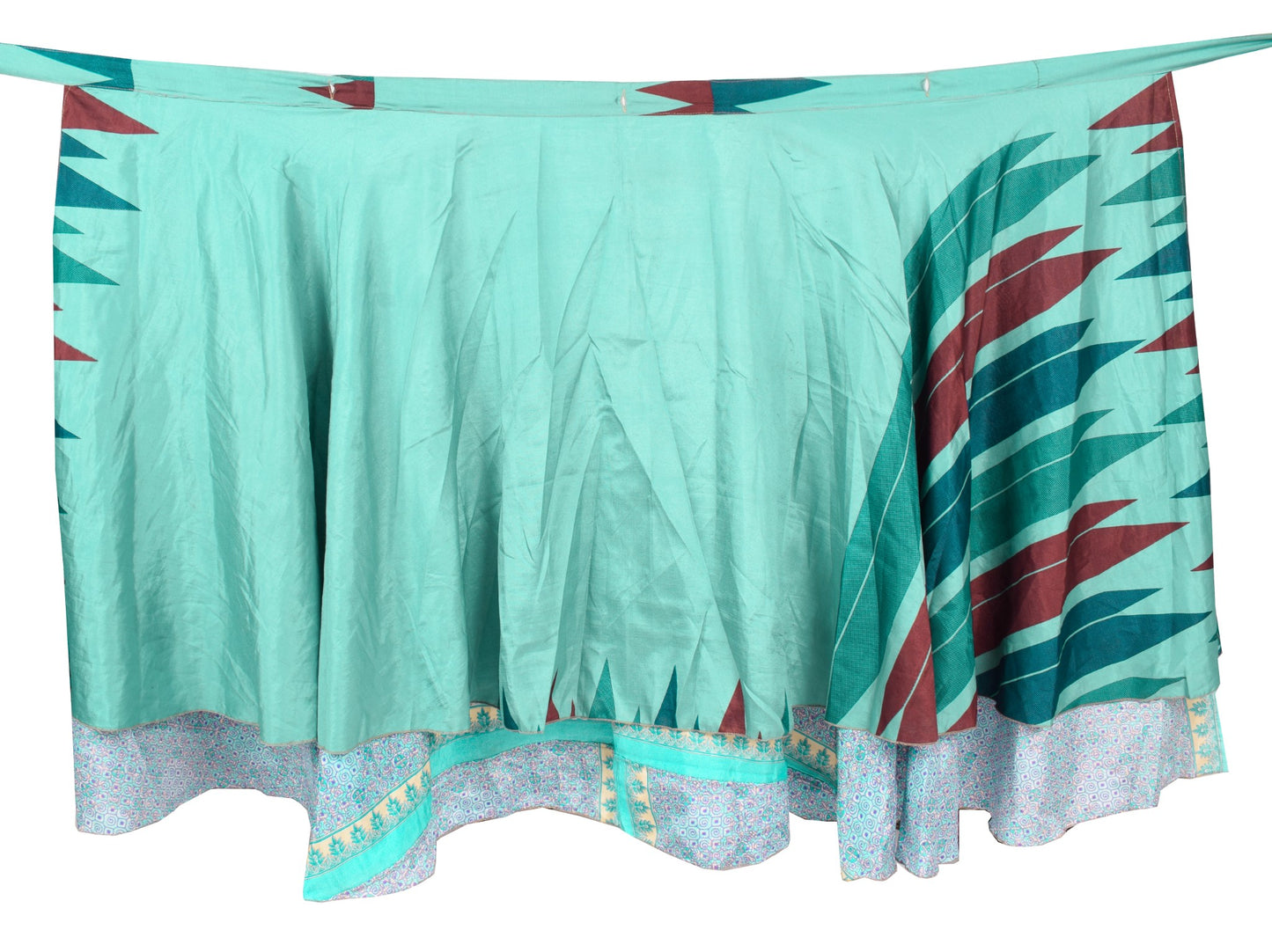 Sushila Vintage Art Silk Saree Magic Wrap Reversible Skirt 2 Layer Beach Dress
