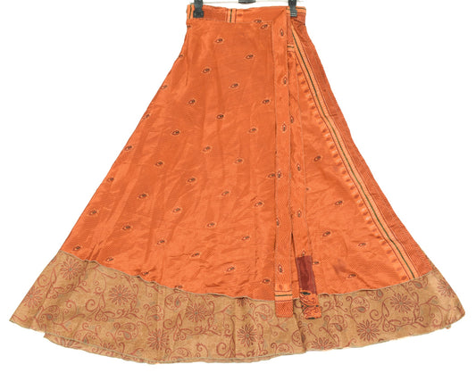Sushila Vintage Blown Art Silk Saree Magic Wrap Reversible Skirt Floral Dress