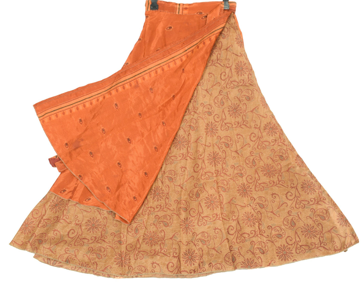Sushila Vintage Blown Art Silk Saree Magic Wrap Reversible Skirt Floral Dress