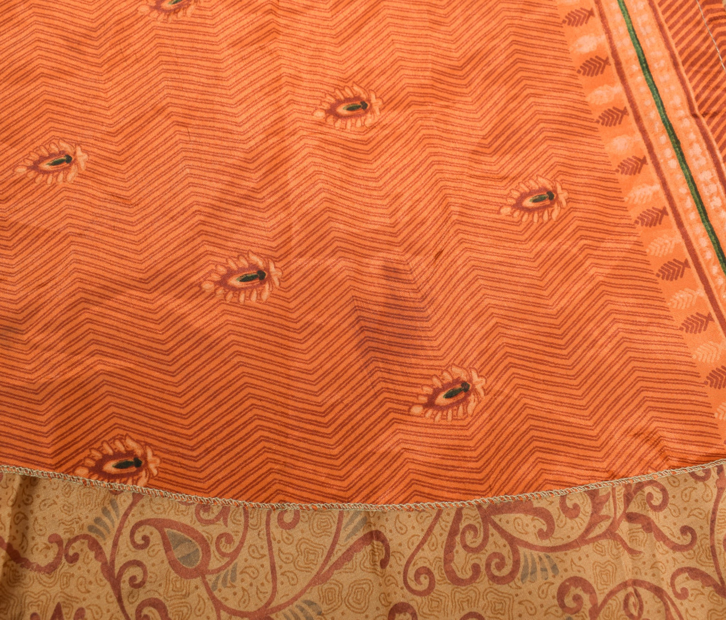 Sushila Vintage Blown Art Silk Saree Magic Wrap Reversible Skirt Floral Dress