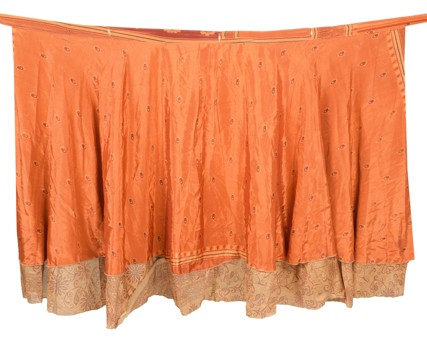 Sushila Vintage Blown Art Silk Saree Magic Wrap Reversible Skirt Floral Dress