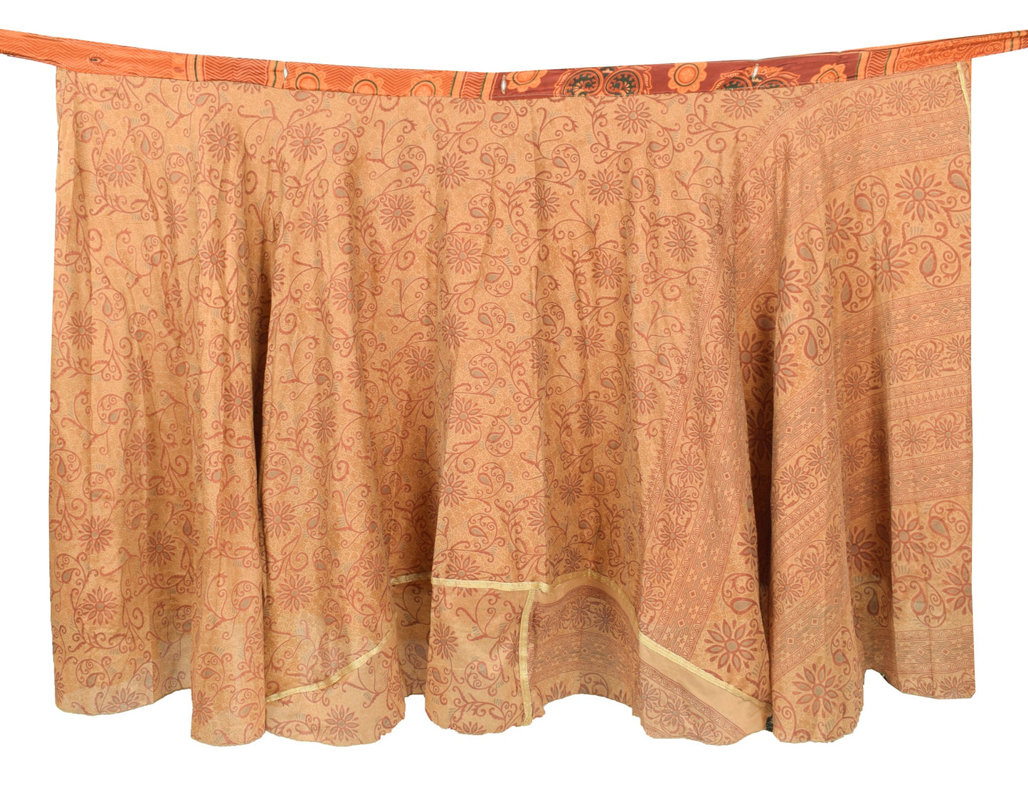 Sushila Vintage Blown Art Silk Saree Magic Wrap Reversible Skirt Floral Dress