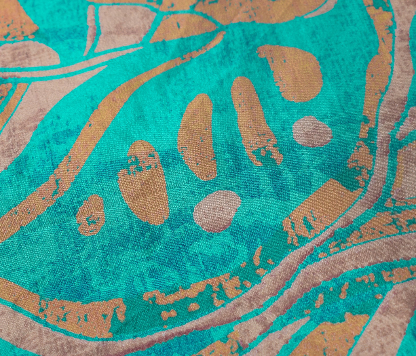 Sushila Vintage Art Silk Saree Magic Wrap Reversible Skirt Beach Dress Aqua Boho