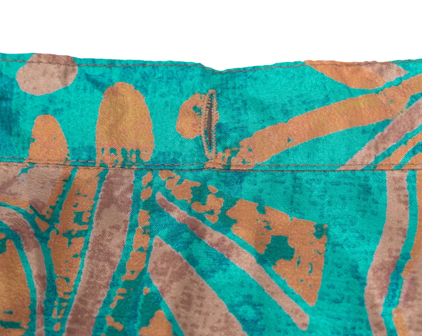 Sushila Vintage Art Silk Saree Magic Wrap Reversible Skirt Beach Dress Aqua Boho
