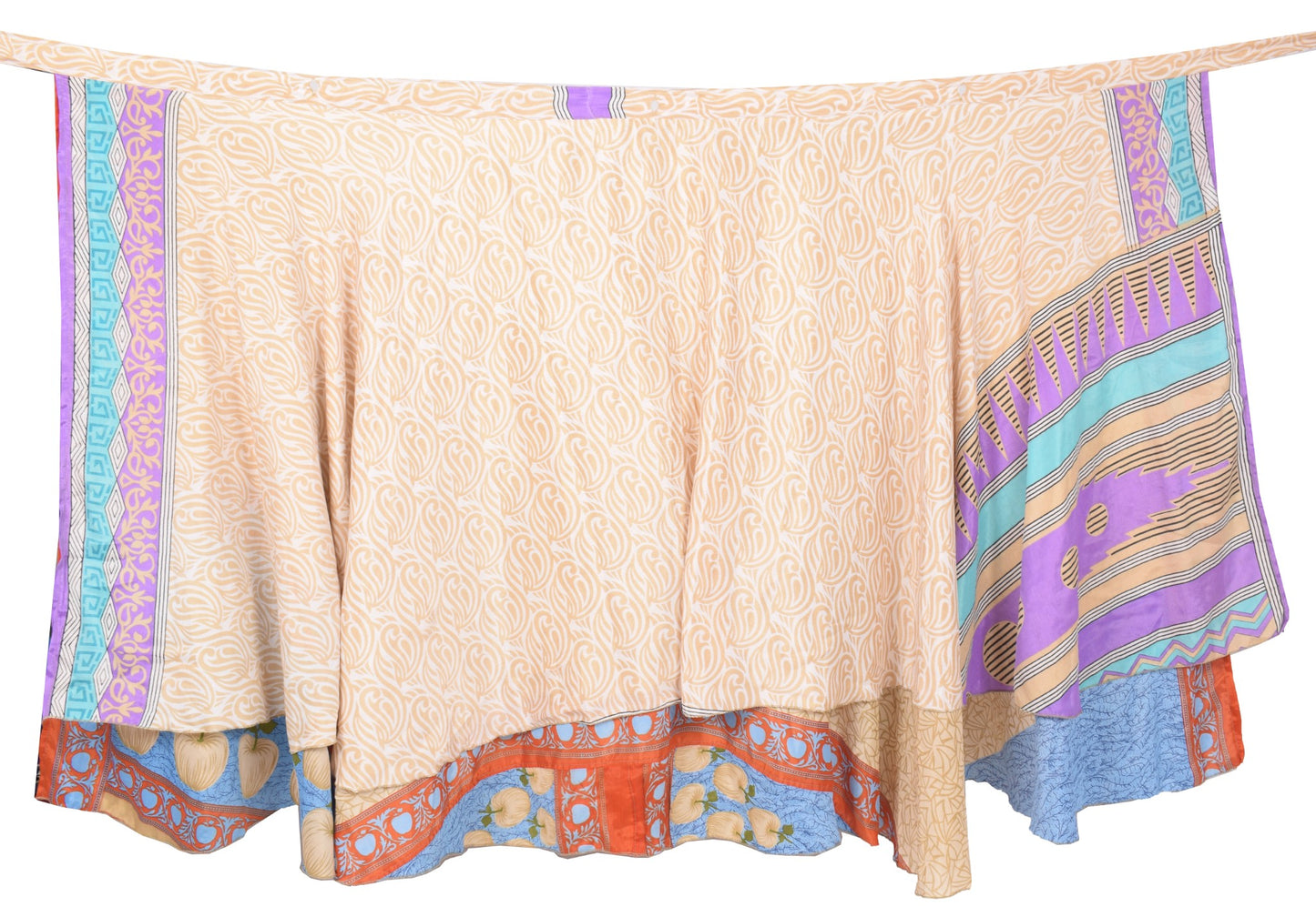 Sushila Vintage Art Silk Saree Magic Wrap Reversible Skirt Beach Dress Brown