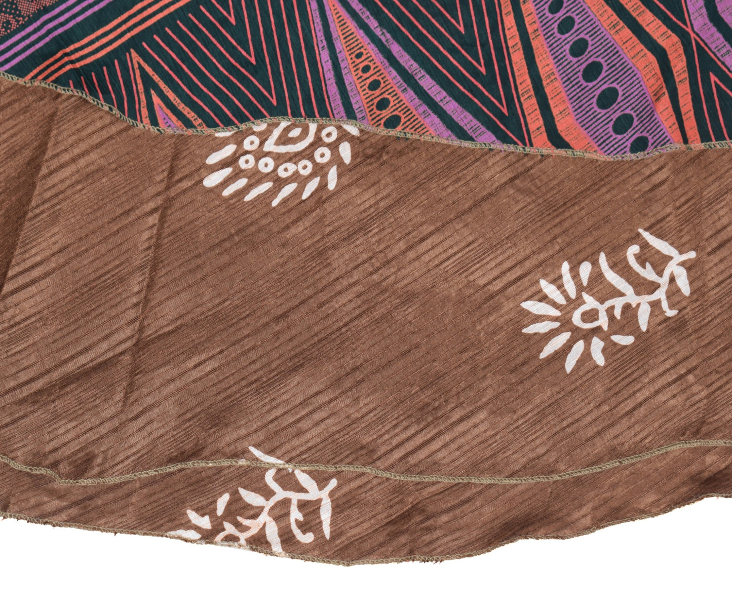 Sushila Vintage Brown Art Silk Saree Magic Wrap Reversible Skirt Beach Dress