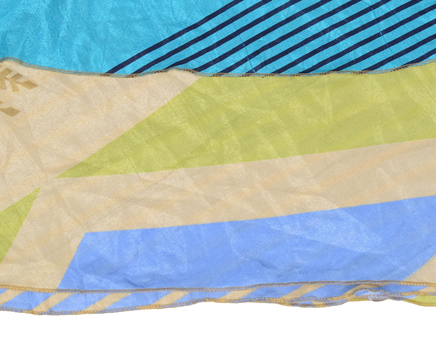 Sushila Vintage Art Silk Saree Magic Wrap Reversible Skirt Aqua Blue BeachDress