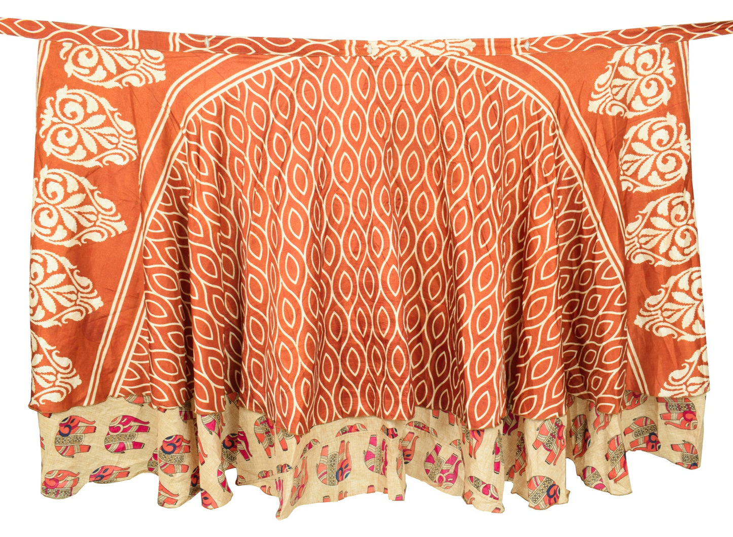 Sushila Vintage Elephant Art Silk Saree Magic Wrap Reversible Skirt Beach Dress