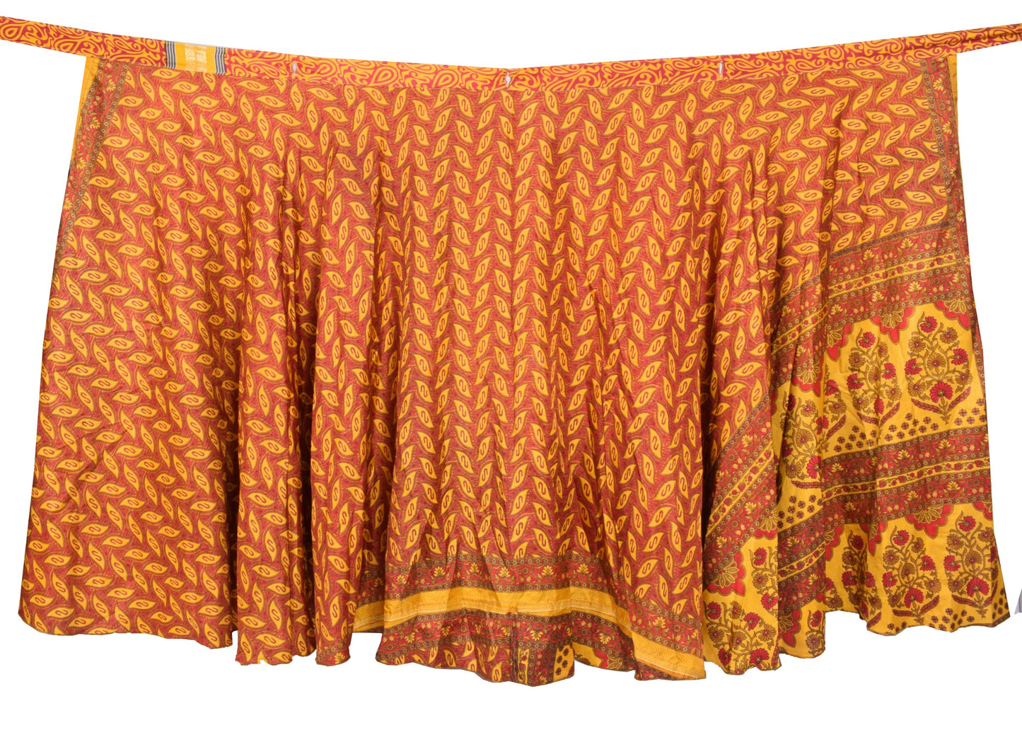 Sushila Vintage Art Silk Saree Magic Wrap Reversible Skirt Floral Red Beach Dress