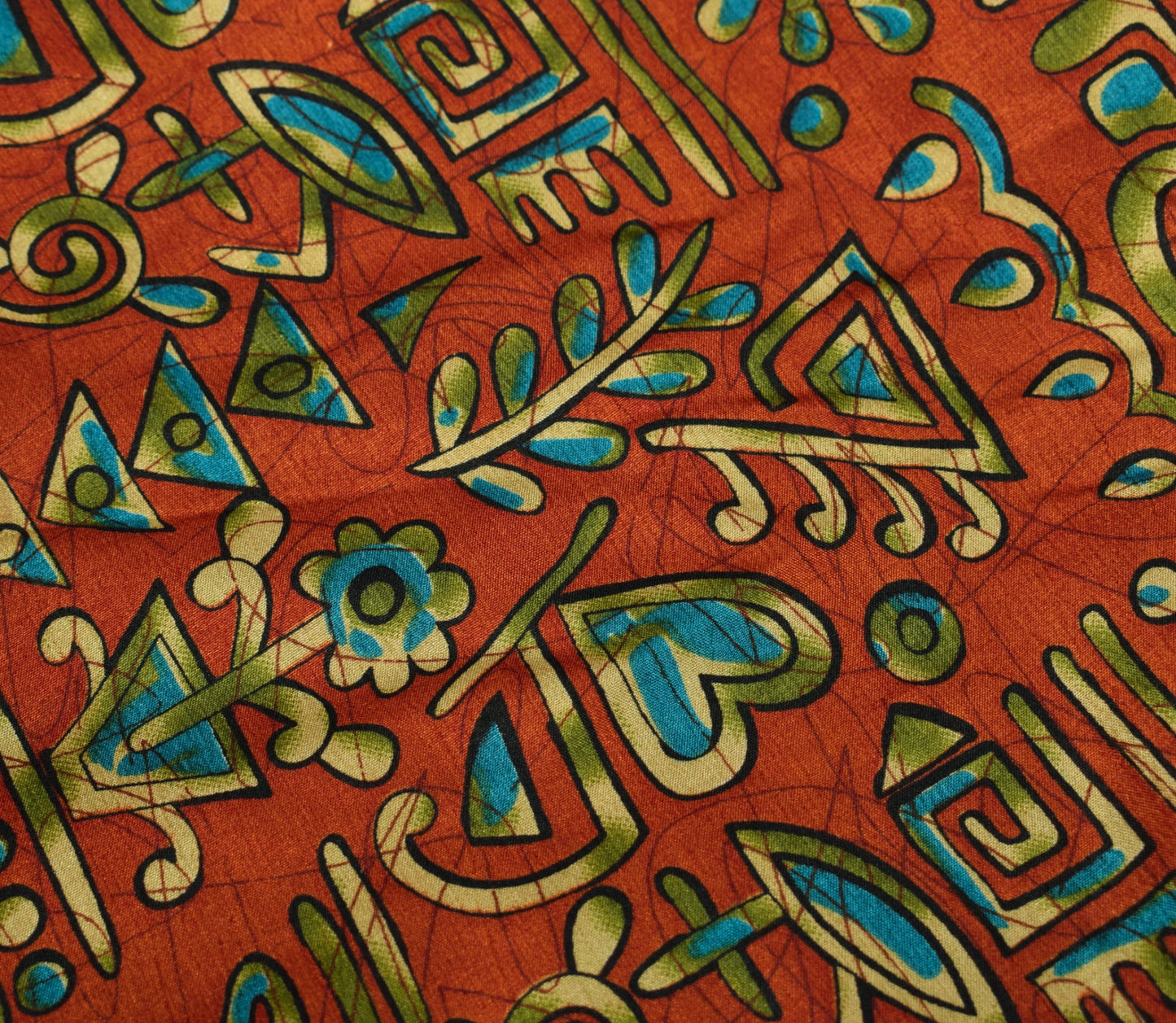 Sushila Vintage Art Silk Saree Rust Magic Wrap Reversible Skirt Beach Dress