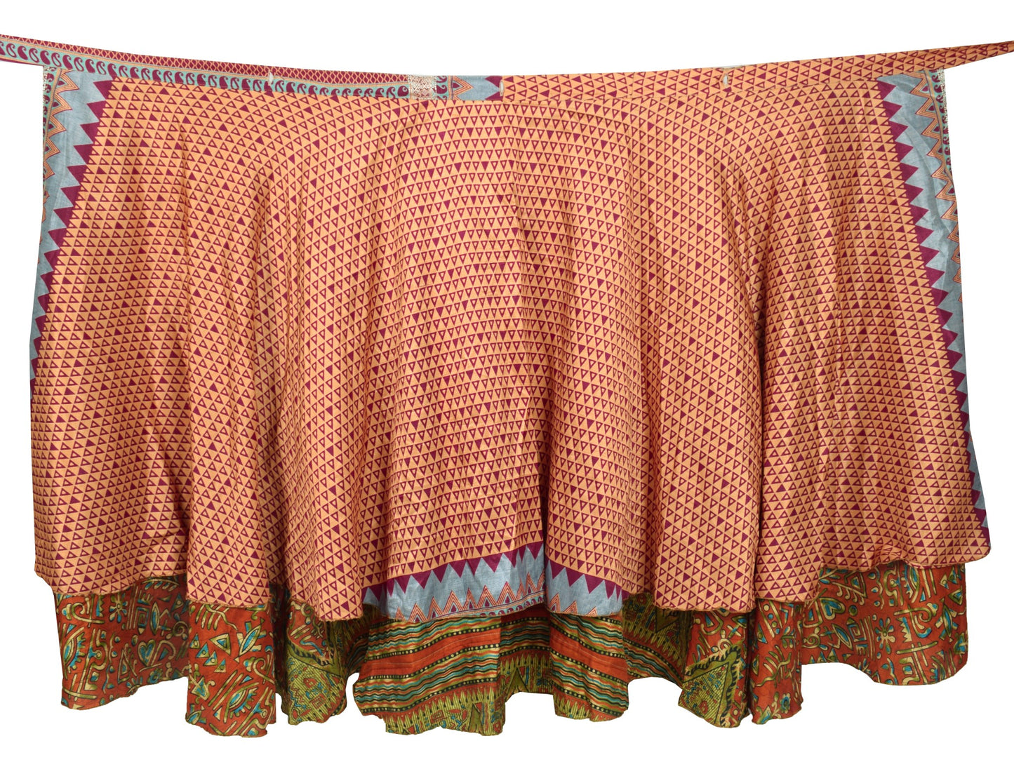 Sushila Vintage Art Silk Saree Rust Magic Wrap Reversible Skirt Beach Dress