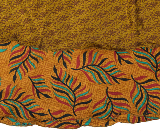Sushila Vintage Art Silk Saree Magic Wrap Reversible Skirt Beach Dress Mustard