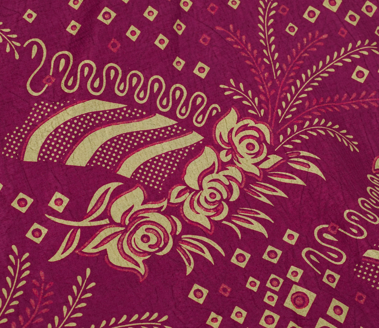 Sushila Vintage Floral Silk Saree Magic Wrap Reversible Skirt Beach Dress Beige