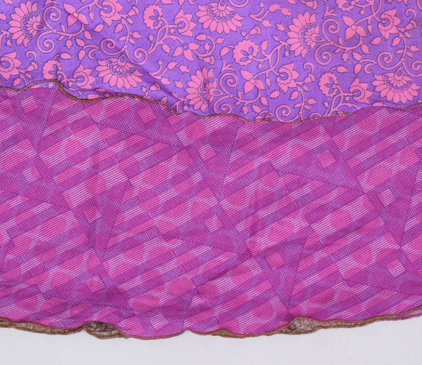 Sushila Vintage Floral Pink Art Silk Saree Magic Wrap Reversible Skirt Beach Dress
