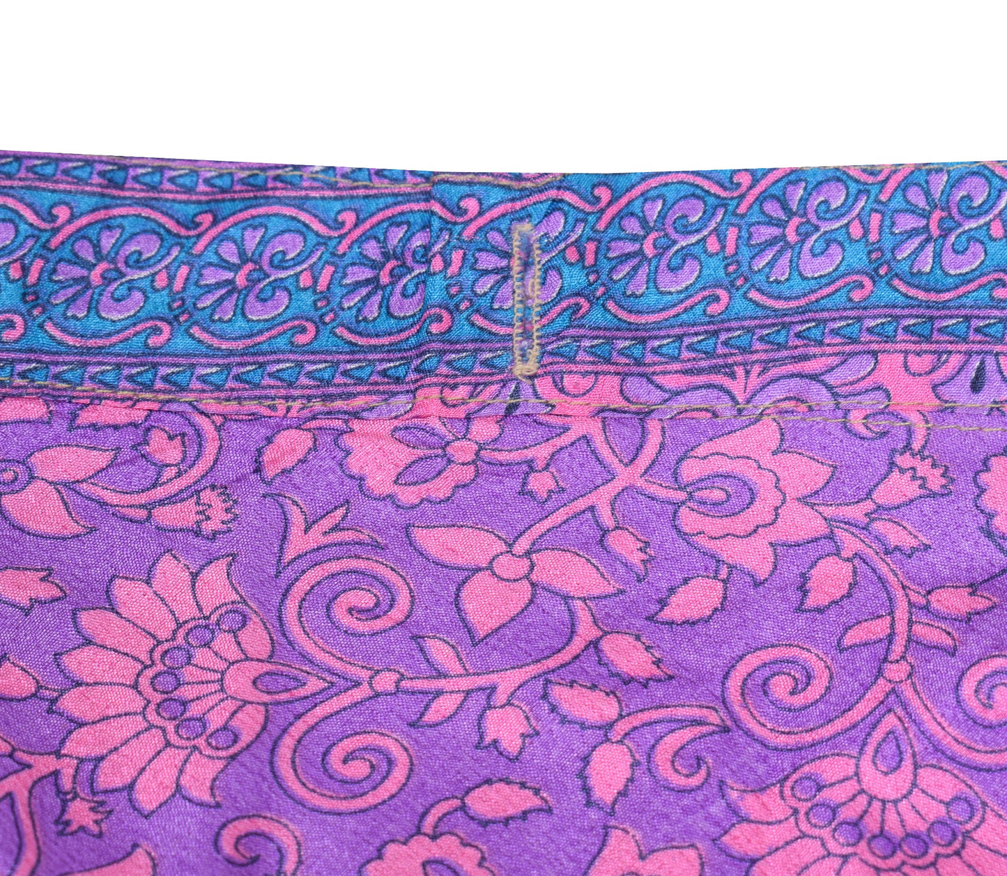 Sushila Vintage Floral Pink Art Silk Saree Magic Wrap Reversible Skirt Beach Dress