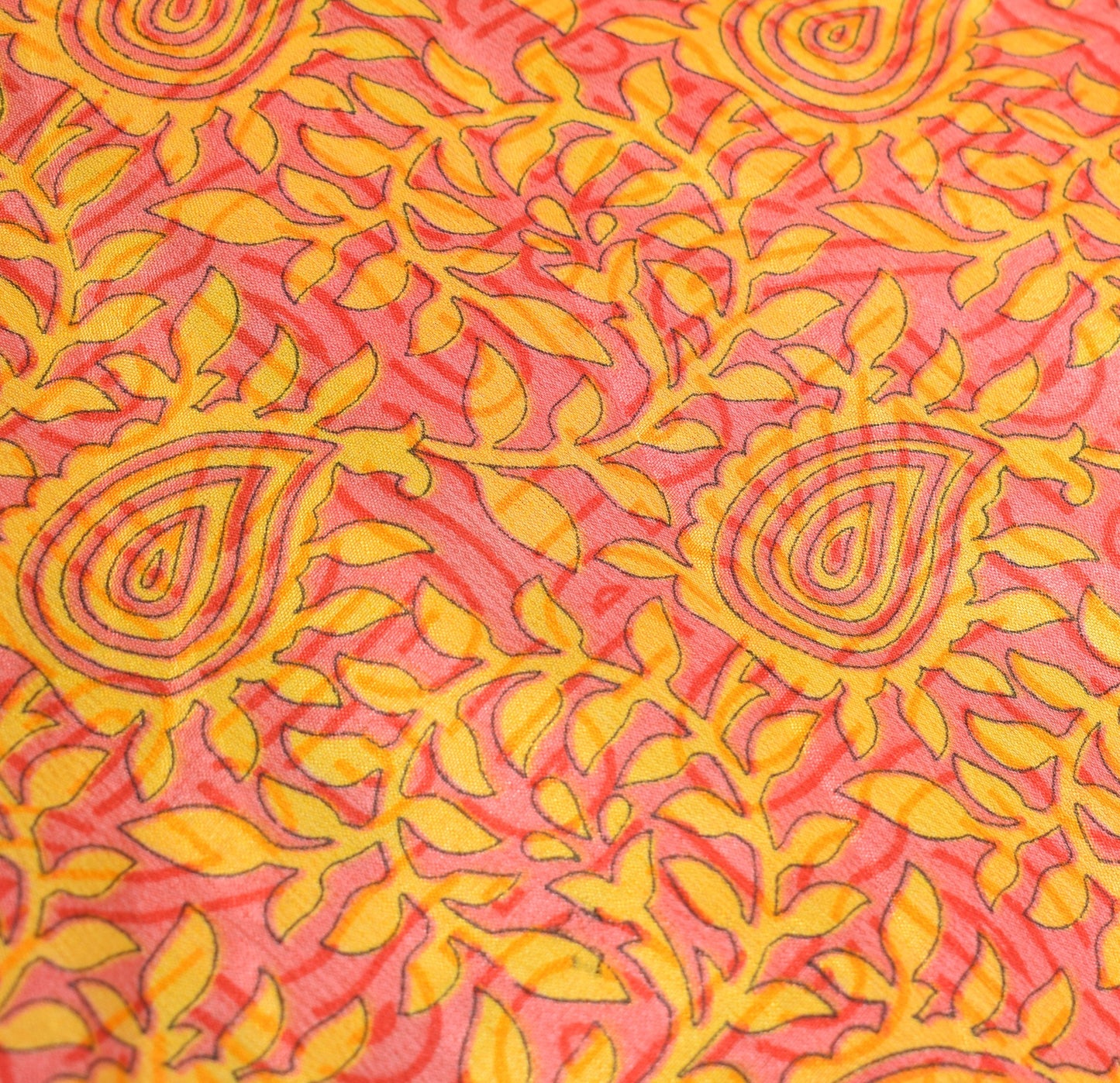 Sushila Vintage Art Silk Saree Magic Wrap Reversible Skirt Yellow Pink Beach Dress
