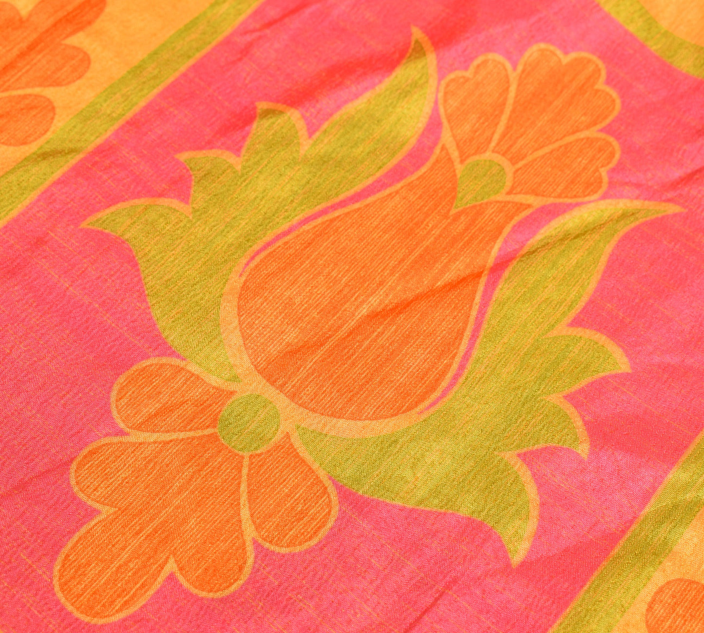 Sushila Vintage Art Silk Saree Magic Wrap Reversible Skirt Yellow Pink Beach Dress