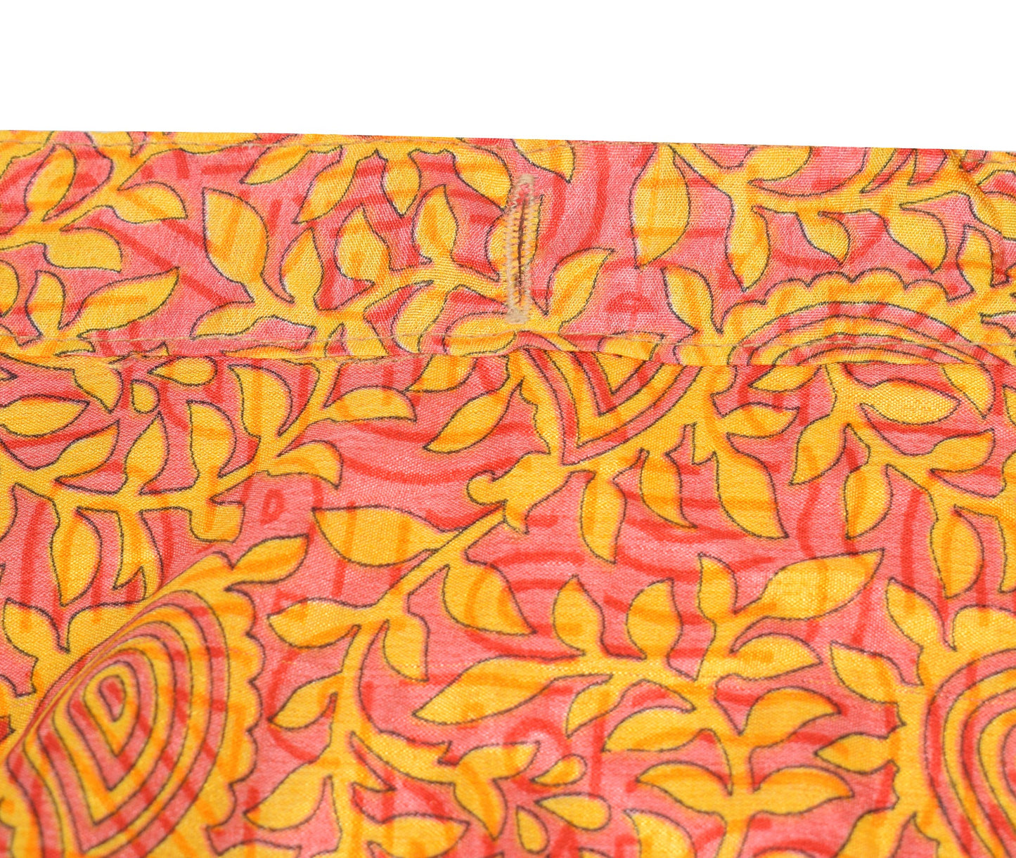 Sushila Vintage Art Silk Saree Magic Wrap Reversible Skirt Yellow Pink Beach Dress