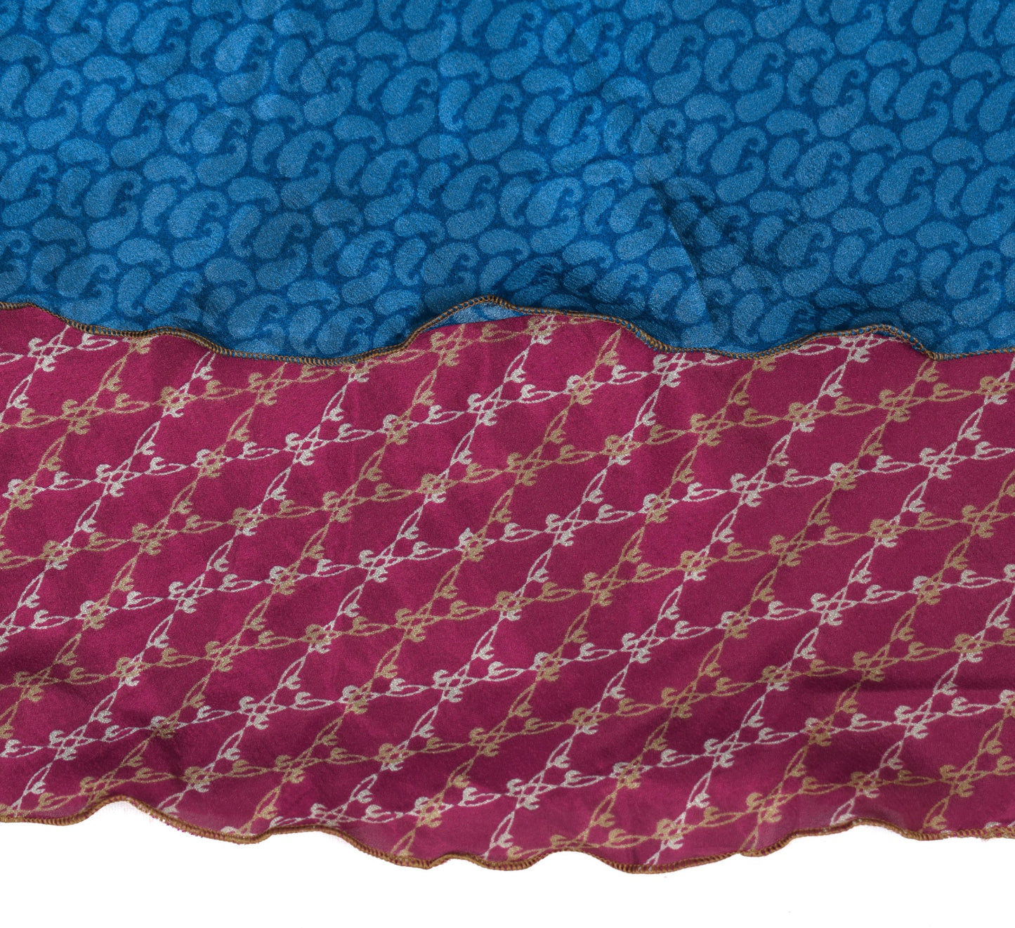 Sushila Vintage Art Silk Saree Magic Wrap Reversible Paisley Print Skirt Beach Dress