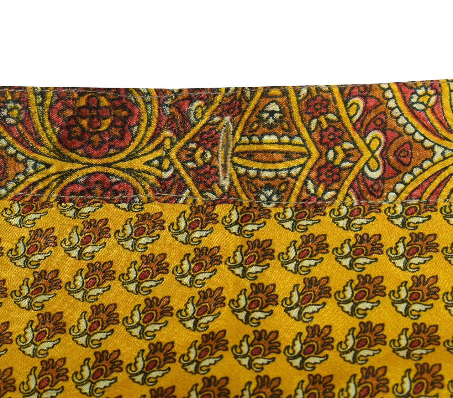 Sushila Vintage Yellow Magic Wrap Reversible Art Silk Saree Skirt Beach Dress