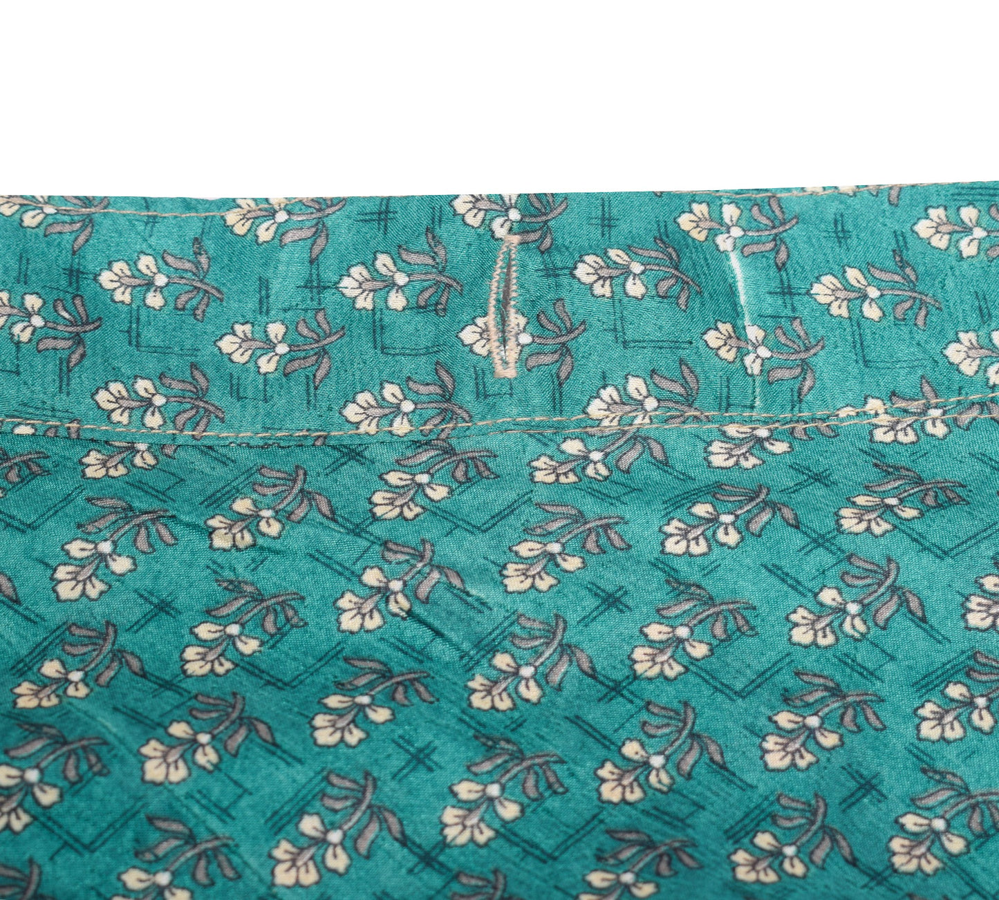 Sushila Vintage Art Silk Saree Magic Wrap Reversible Skirt Beach Dress Green Floral