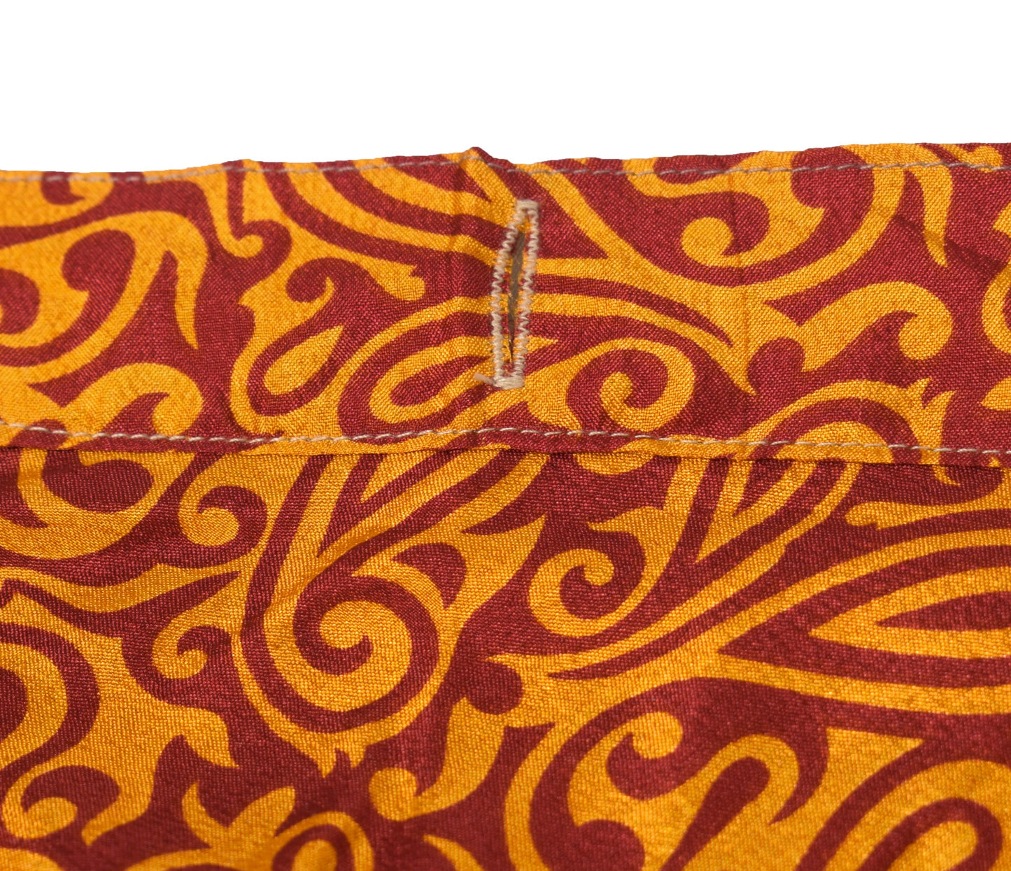 Sushila Vintage Art Silk Saree Magic Wrap Reversible Skirt Red Yellow Beach Dress