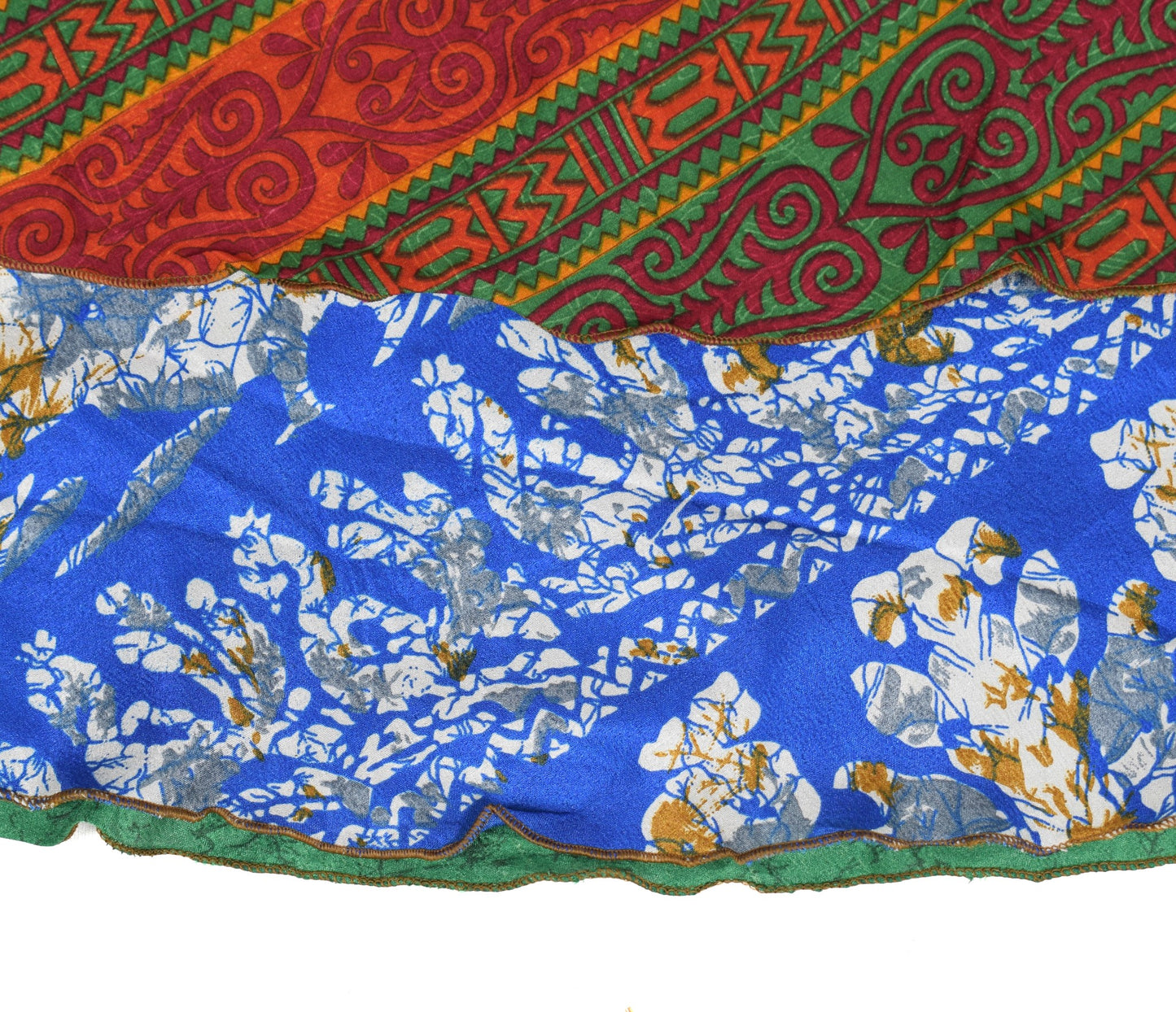 Sushila Vintage Saree MagicWrap Reversible Skirt Blue Bird Art Silk Beach Dress