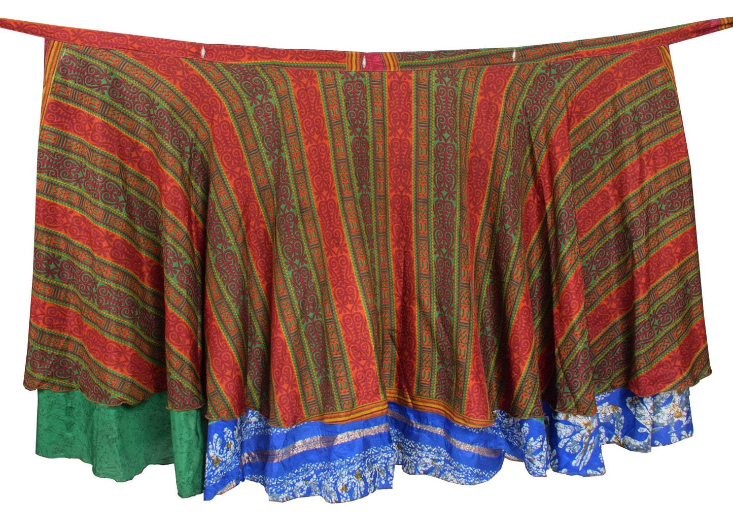 Sushila Vintage Saree MagicWrap Reversible Skirt Blue Bird Art Silk Beach Dress