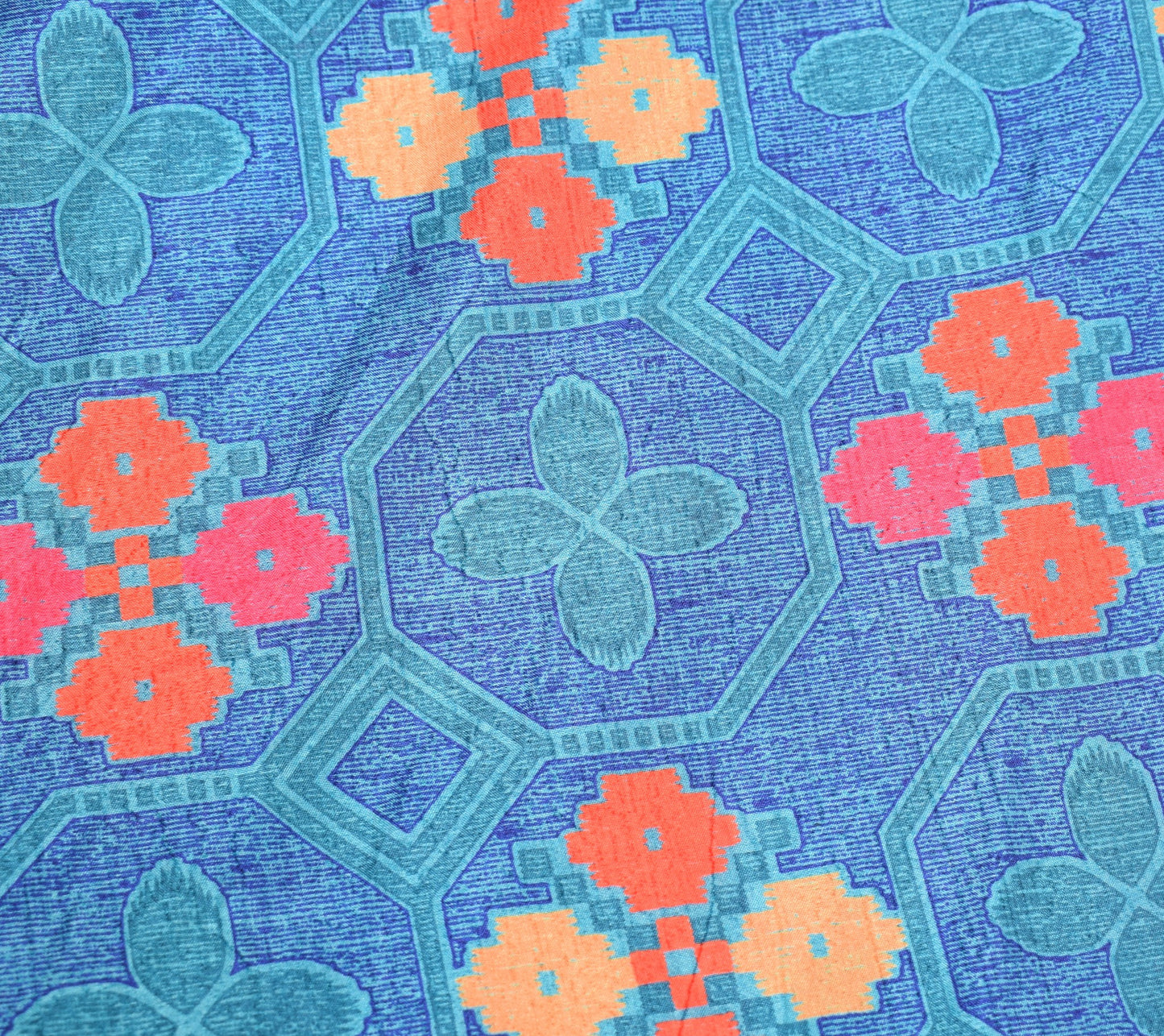 Sushila Vintage Magic Wrap Art Silk Blue Pink Saree Reversible Skirt Beach Dress