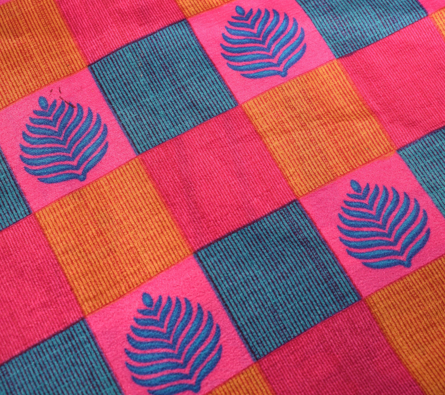 Sushila Vintage Magic Wrap Art Silk Blue Pink Saree Reversible Skirt Beach Dress
