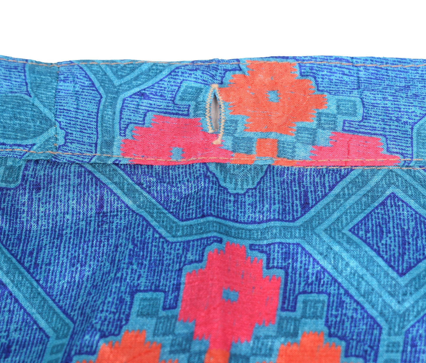Sushila Vintage Magic Wrap Art Silk Blue Pink Saree Reversible Skirt Beach Dress