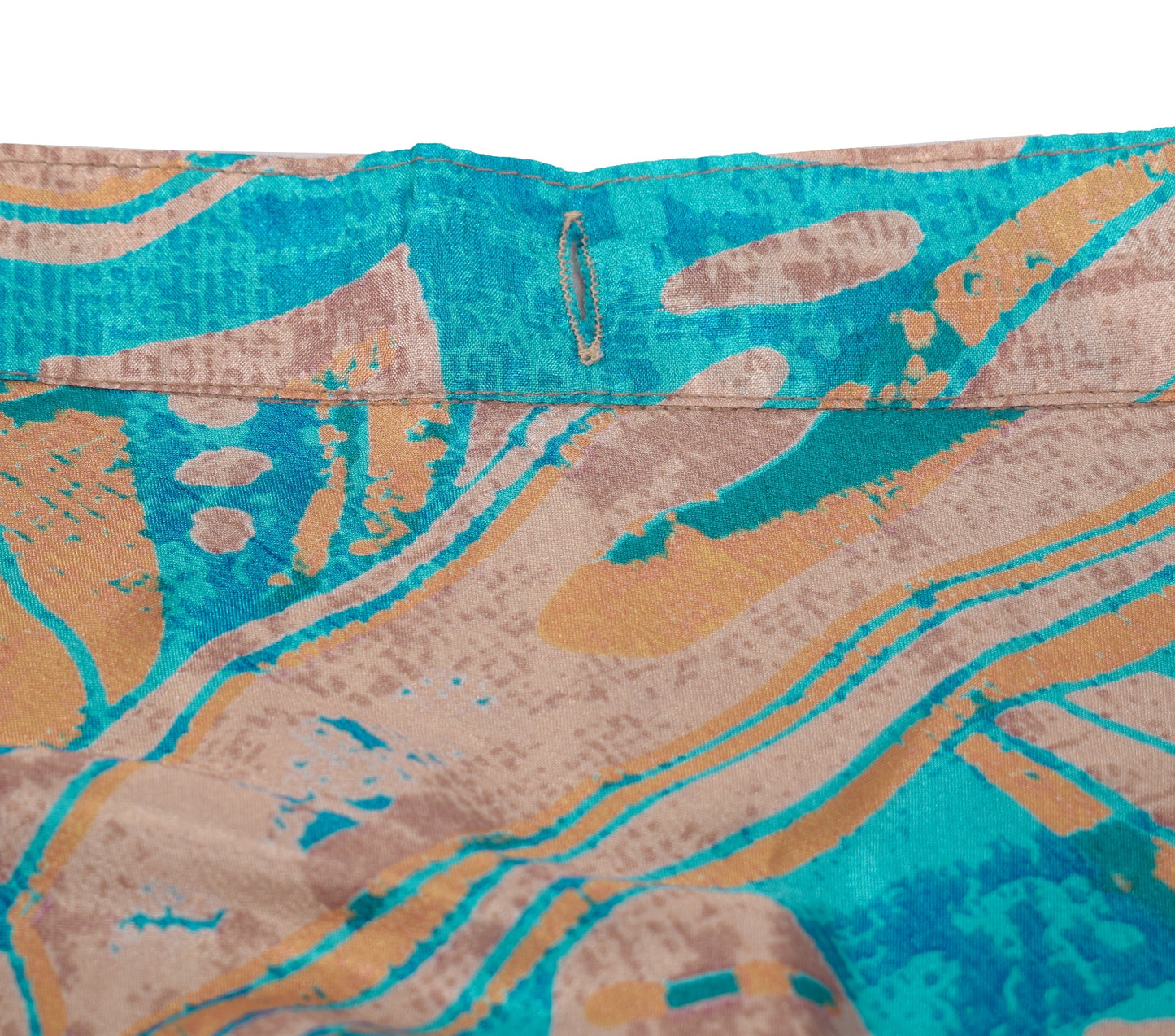 Sushila Vintage Aqua Blue Saree Magic Wrap Beach Dress Art Silk Reversible Skirt